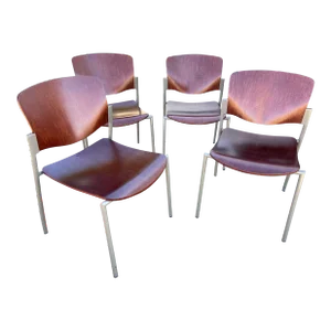 David Rowland Style Modern Bentwood Dining Chairs - Set of 4