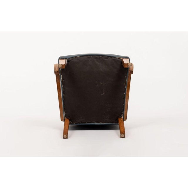 Antique Art Deco Maple Bentwood and Blue Leather Dining Chairs 1930s For Sale - Image 11 of 11