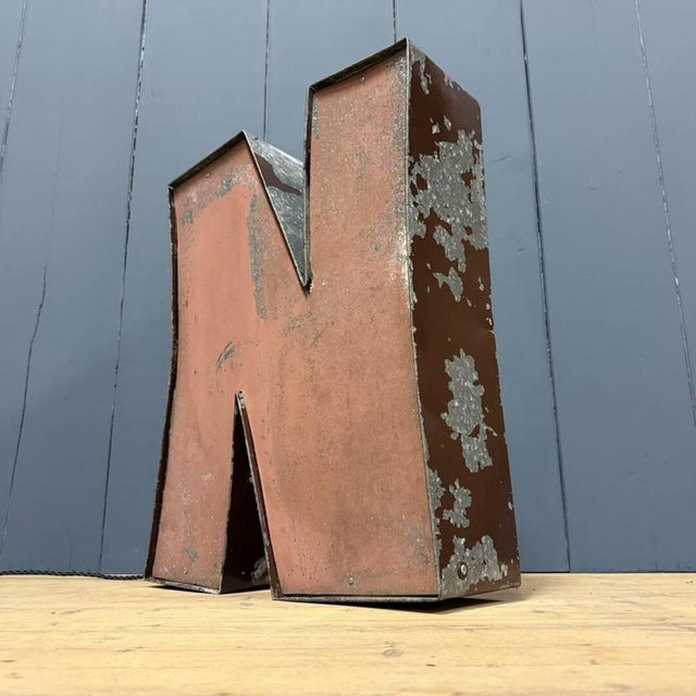 Large Zinc Letter N with Lighting, America For Sale - Image 8 of 16