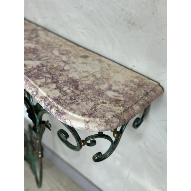 Wrought Iron and Marble Console Table, 1950s For Sale - Image 3 of 14