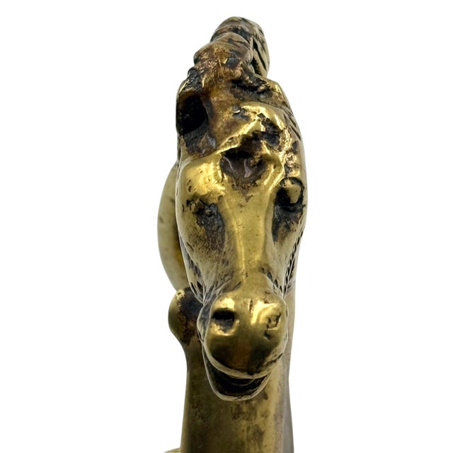 Unusual Italian sculptural horse handcrafted from solid brass during the second half of the 20th century. The compact yet...