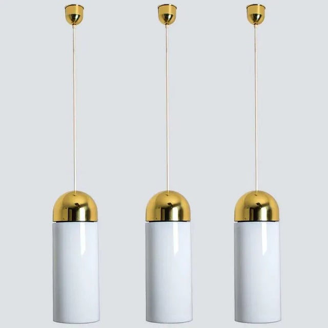 Large Brass Cylinder Pendant Light from Limburg, 1970s For Sale - Image 4 of 15
