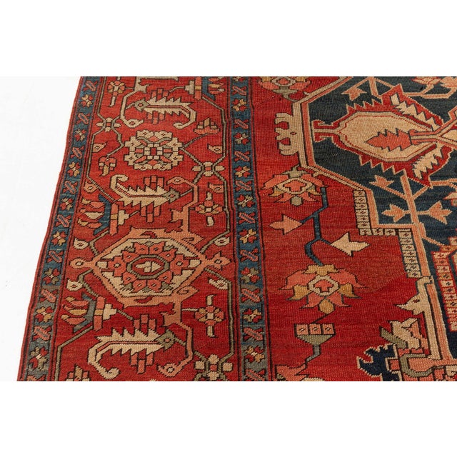 Textile Antique Persian Heriz Rug For Sale - Image 7 of 10