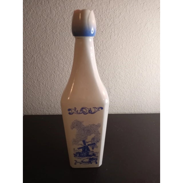 Andros Distillery Delft Pattern Holland Milk Glass Bottle For Sale - Image 4 of 11
