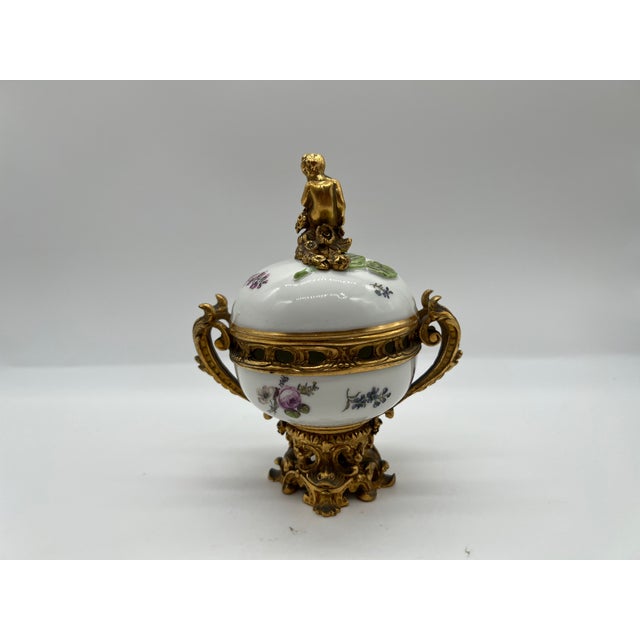19th Century Meissen Porcelain & Bronze Ormolu Mounted Potpourri Urns Chairish