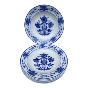 Antique Villroy & Boch Dresden Blue White Bowl Set of 7