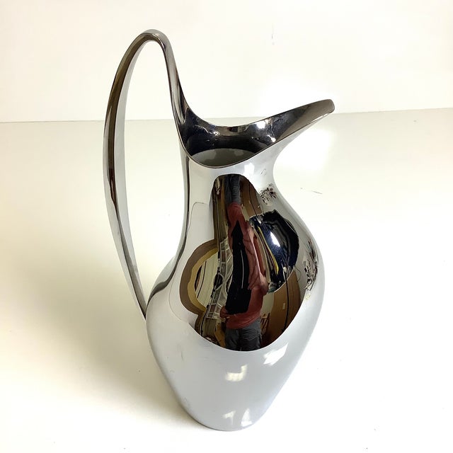 Metal Mid Century Modern Georg Jensen Henning Koppel Pitcher Denmark Stainless Steel 11.25”h For Sale - Image 7 of 9