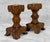 A Pair of Gothic Revival / Brutalist Candlestick Holders Solid Wood with an Original Deep Satin Finish Carved in the Manor...