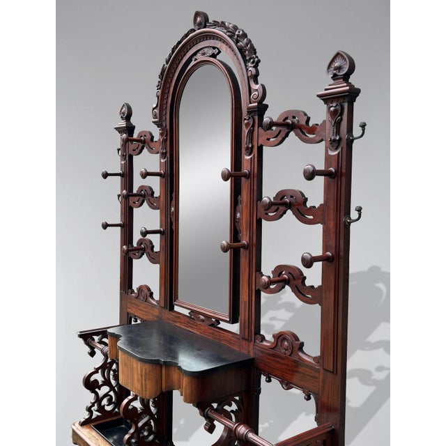 Large 19th Century Mahogany Hall Stand with Mirror, 1860 For Sale - Image 4 of 12