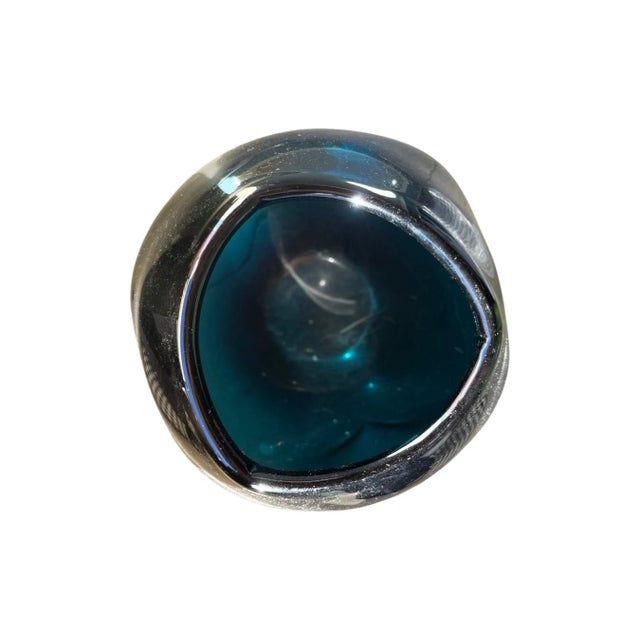 Late 20th Century Large Contemporary Organic Turquoise Blue Art Glass Vase For Sale - Image 5 of 6