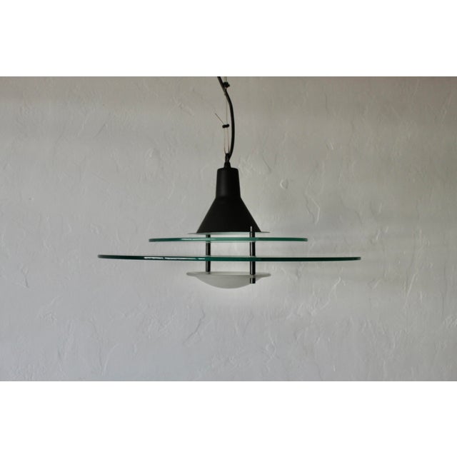 1980s Louis Poulsen Style Glass Metal Pendant Light For Sale - Image 10 of 12