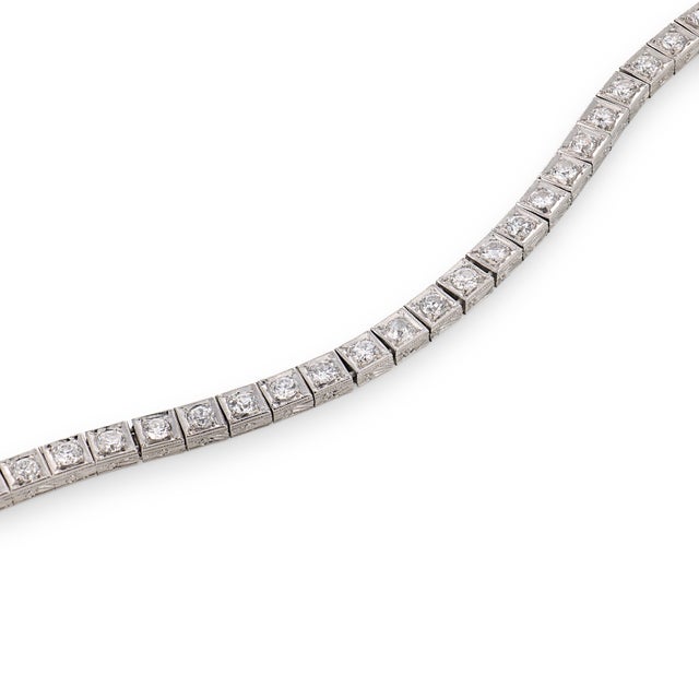 Art Deco 1920s Art Deco 2.00 Carat Old European Cut Diamond Platinum Tennis Bracelet For Sale - Image 3 of 5