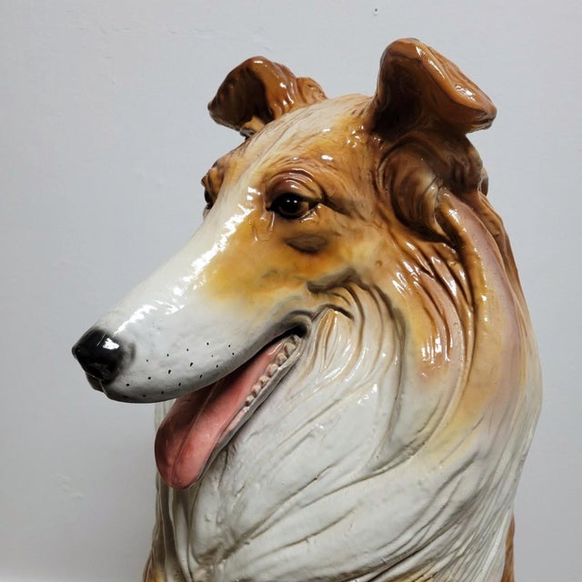 Life-Size Italian Ceramic Collie Dog Sculpture, Circa 1970s For Sale - Image 4 of 10