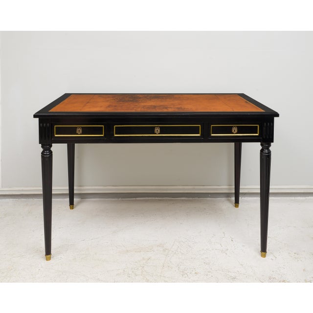 Maison-Jansen Attributed Vintage French Leather Top Bureau Plat Desk For Sale - Image 13 of 13
