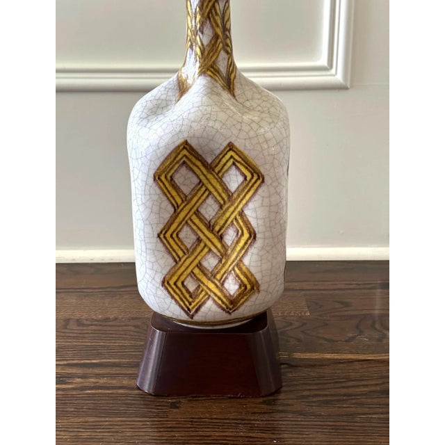 Off-white Large Italian Vintage Guido Gambone Ceramic Table Lamp For Sale - Image 8 of 12