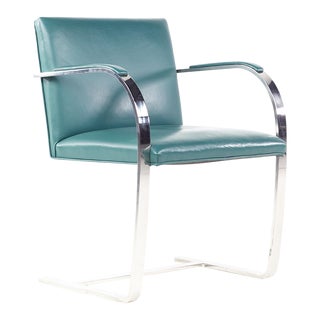 Brno Mid Century Flat Bar Leather Chairs - Single For Sale