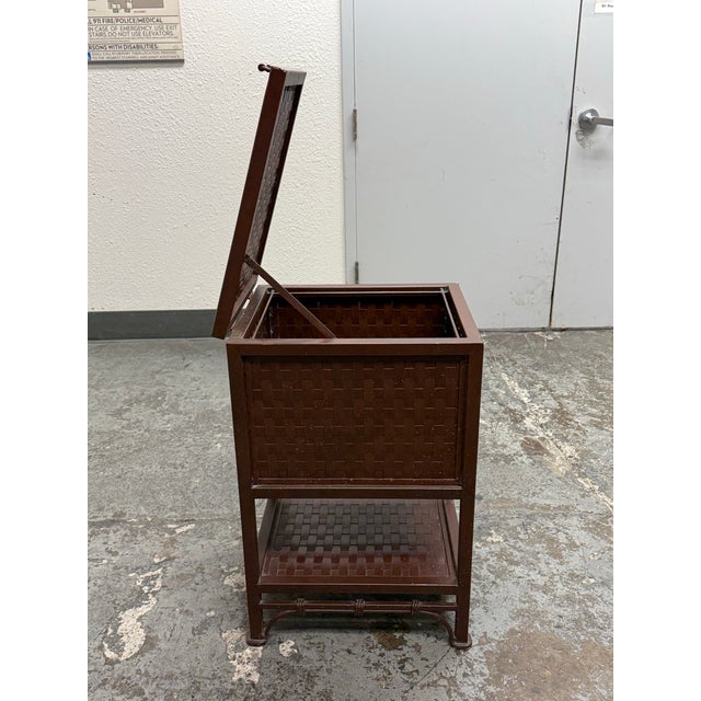 Traditional Rust Painted Metal Woven File Storage Chest, Vintage For Sale - Image 3 of 12