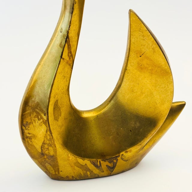 Large Modernist Vintage Brass Swans - Set of 2 For Sale - Image 11 of 12