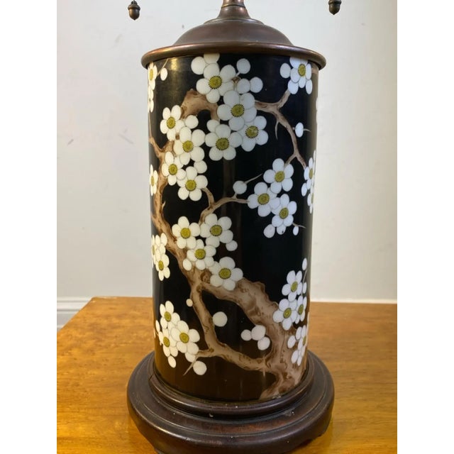 1920s Antique Chinese Cherry Blossom Pattern Ceramic Lamp For Sale In Philadelphia - Image 6 of 9