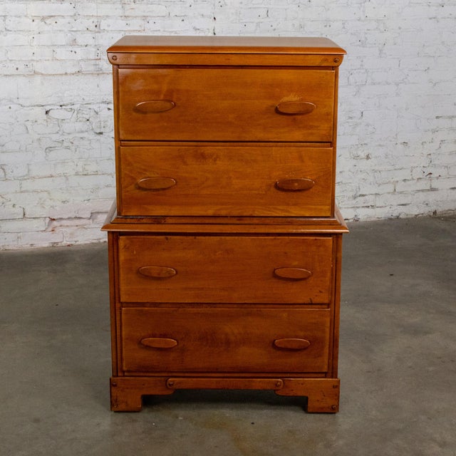 Marvelous vintage Transitional Art Deco, Mid-Century Modern, and Modern Farmhouse Tall Chest of Drawers with a faux chest...