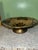 Vintage decorative brass bowl featuring a pierced (reticulated) rim and hand-painted floral design with raised enamel...