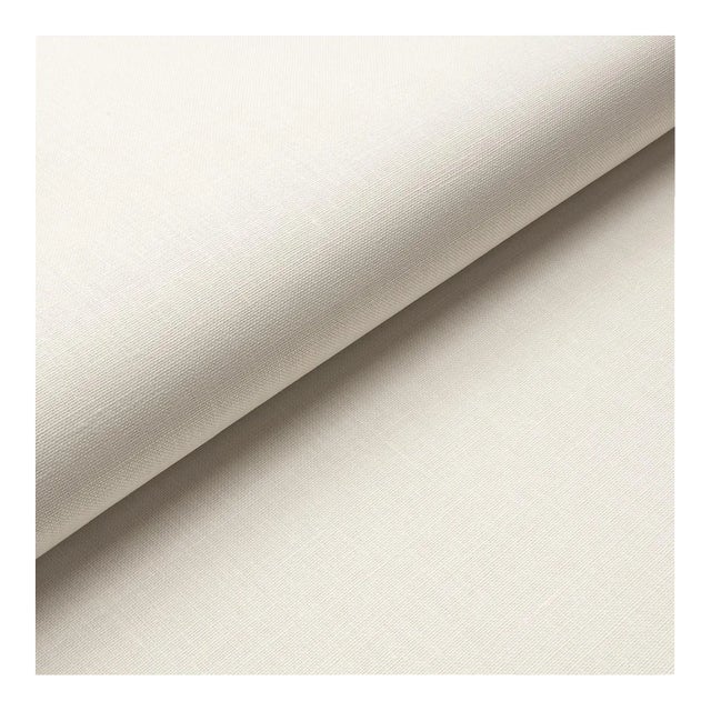 Sample - Schumacher Performance Linen Wallpaper in Ivory For Sale
