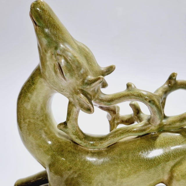 Art Deco Italian Glazed Ceramic Recumbent Deer Sculpture from Fidia Milano, 1940s For Sale - Image 10 of 15
