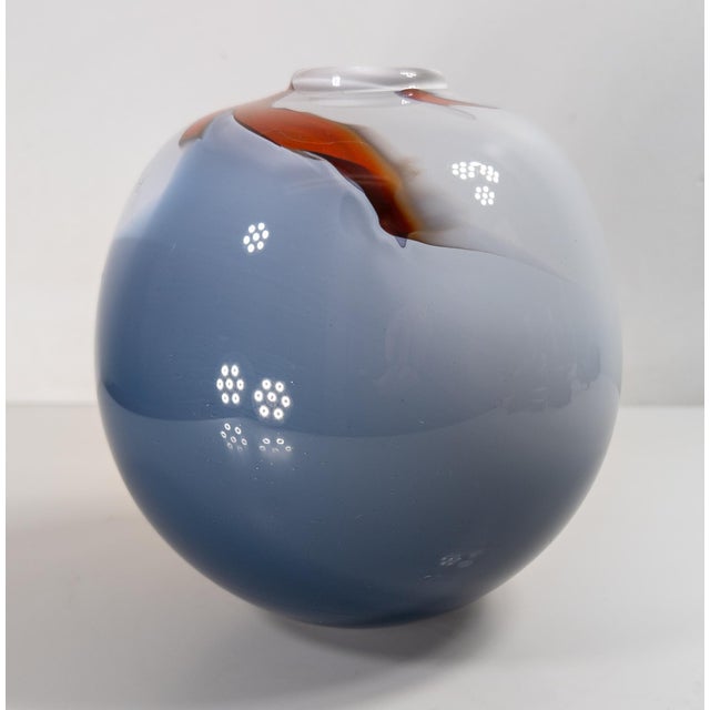 We are selling this pretty Mid-Century modern art glass vase. This vase has simple modernist design with a bulbous form on...