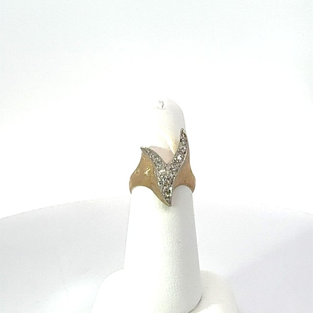 Mid-Century Modern 1960s Retro Diamond Ring - 14k Yellow Gold, Size 5.75 For Sale - Image 3 of 3
