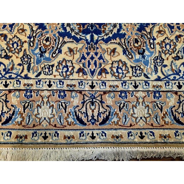 Persian Nain 9La Cork Wool Hand-Knotted Blue For Sale - Image 10 of 11
