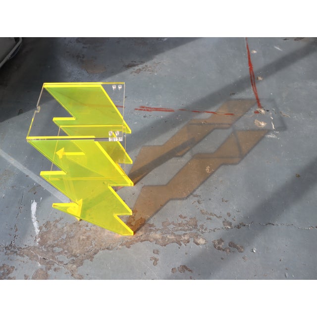 Bolt Nightstand in Yellow Acrylic by Benjamin Vintage and Design For Sale - Image 9 of 13
