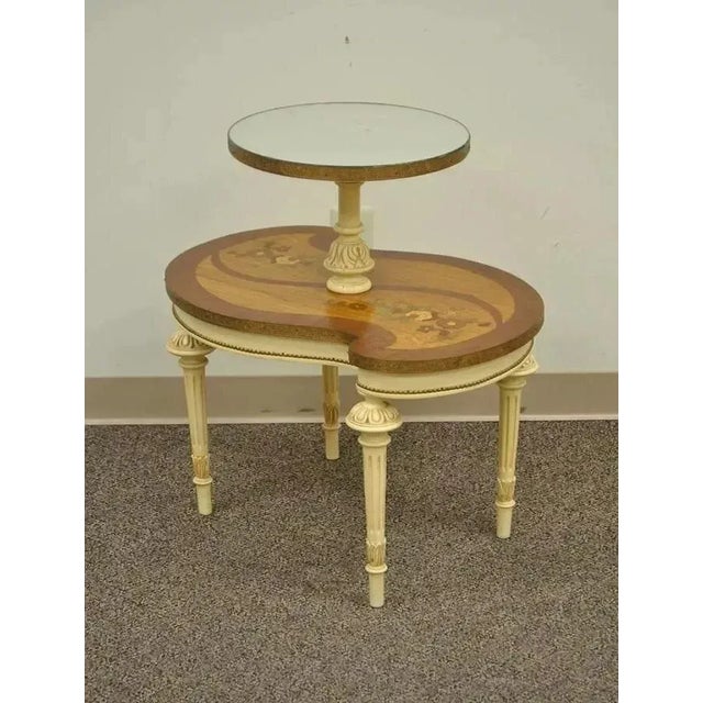 Vintage French Louis XV Style Satinwood Inlay Mirror Top Lamp Side Table For Sale - Image 12 of 12