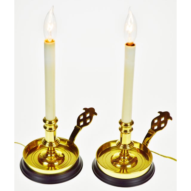 Vintage Brass Bedside Chamber Candlestick Table Lamps a Pair Chairish