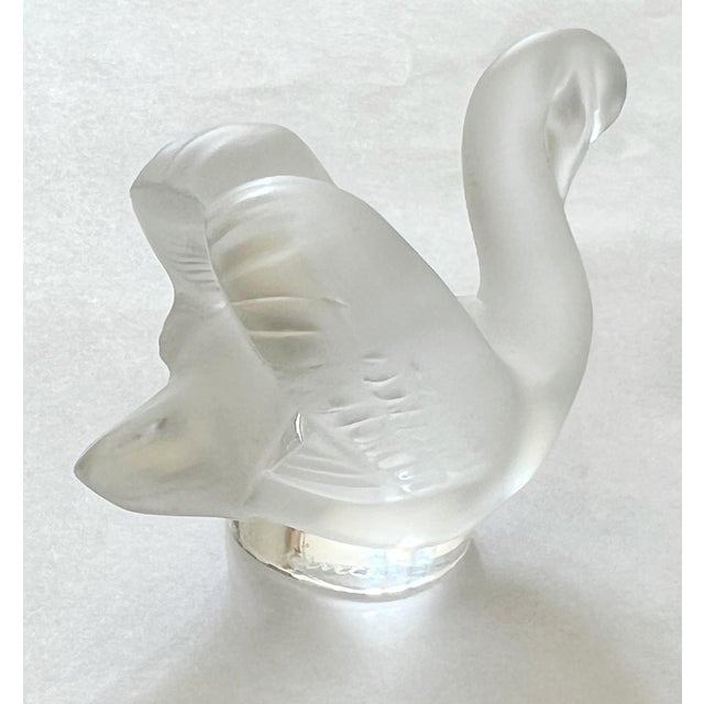 Lalique Lalique France Crystal "Cynget" Swan Cache/Seal Paperweight. For Sale - Image 4 of 9