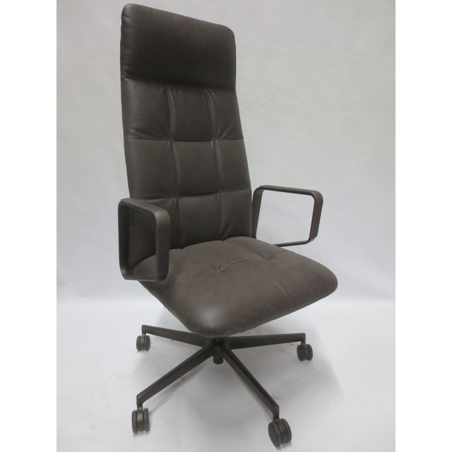 Animal Skin Walter Knoll Leadchair Soft Executive High Back Office Chair in Cigar (New) For Sale - Image 7 of 8