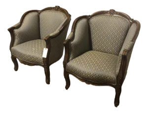 Pair of Traditional Italian Handcarved Wooden Accent Chairs