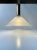 A stylish, unusual and possibly bespoke ceiling lamp composed of a frosted and architecturally 'staired' glass shade and...