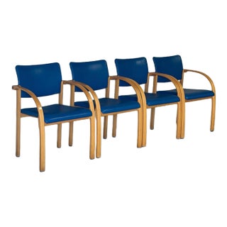 Nr. Søby Møbelpolstring Blue Upholstered Armchairs Set of 4 Danish Mid-Century Modern 1980s For Sale