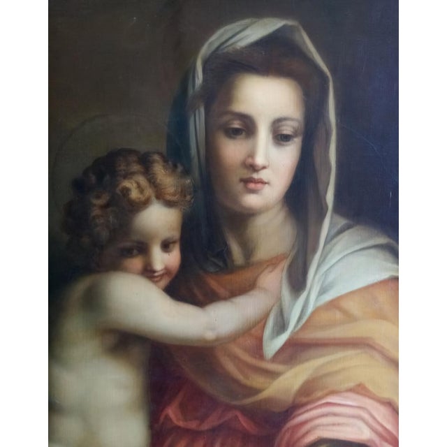 Madonna Con Il Bambino, Signed Italian Oil on Canvas Masterpiece, Achille Funi (1890–1972). For Sale - Image 12 of 13