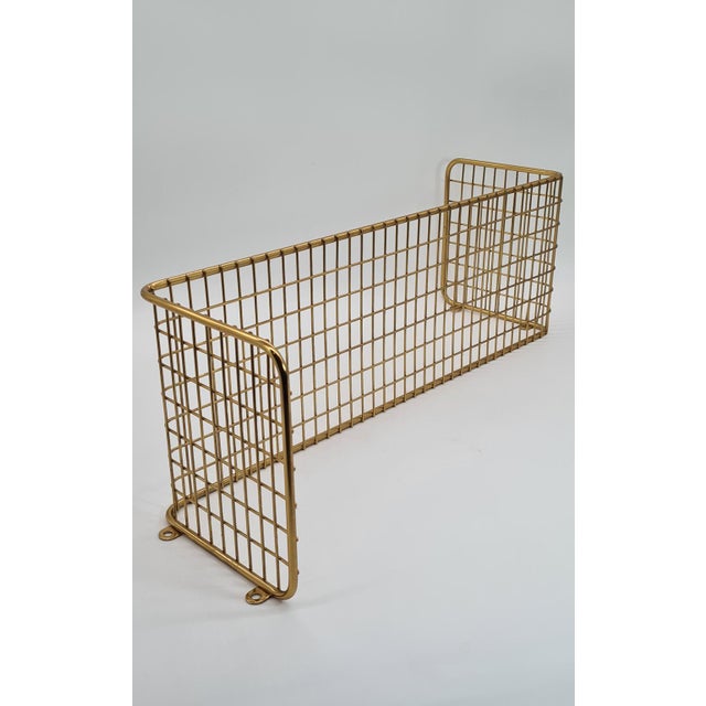 Gold Wall Shelf with Metal Mesh, 1970s For Sale - Image 9 of 10