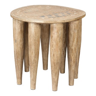 Jamie Young Naga Stool in Bleached For Sale