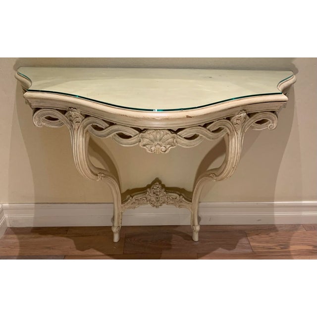 Mid 20th Century Vintage French Carved Wood Wall Console Table For Sale - Image 9 of 12