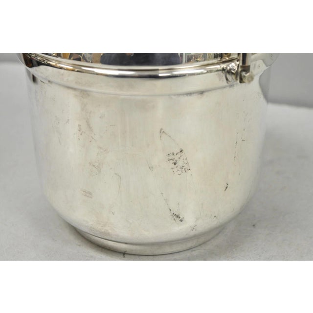 Vintage Art Deco Silver Plated Reticulating Hinge Lidded Bar Ice Bucket For Sale - Image 12 of 15