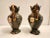 A pair of Antique Majolica Art Nouveau Jugendstil vases. Lovely polychrome baluster shaped vases. These vases enhance and...