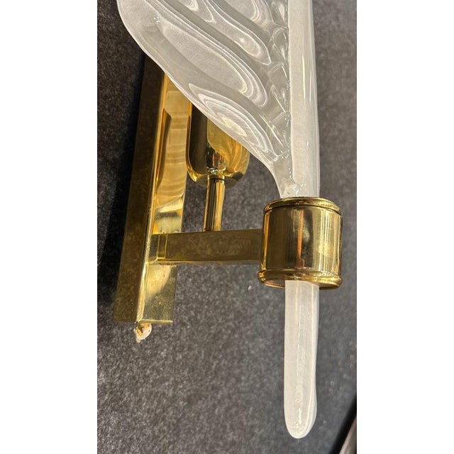 Murano Sconces with Brass Elements, 1990, Set of 2 For Sale - Image 11 of 17