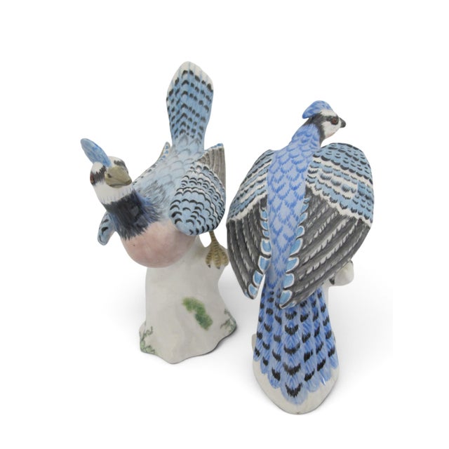 Mid 20th Century Staffordshire Hand Painted Porcelain Blue Jay Figurine Pair With Box For Sale - Image 5 of 18