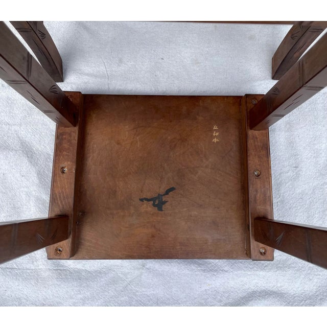 Brown Vintage Hand-Carved Wood Cherry Blossom Asian Nesting Tables For Sale - Image 8 of 12