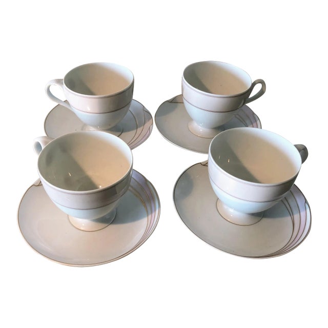 80's en Vogue for Maxim's of France Tea Cups & Saucers- 8 Pieces For Sale