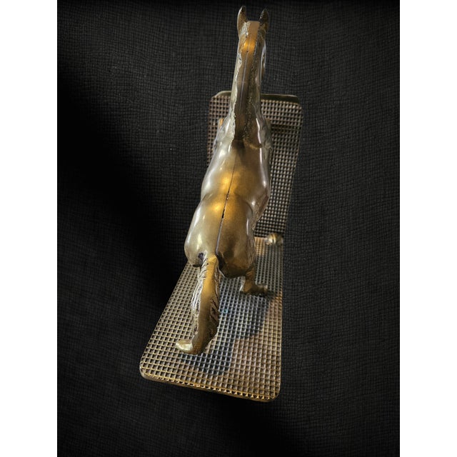 Vintage Solid Brass Horse - Bookends Heavy Pair, 1970 Era For Sale - Image 9 of 10