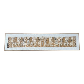 Bali Hindu Textile Framed 'Kamasan' Painting, Indonesia C. 1950 For Sale